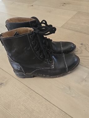 Womens Bedstu Laurel Boots Zip Up Back Sz 7.5 Rustic Black